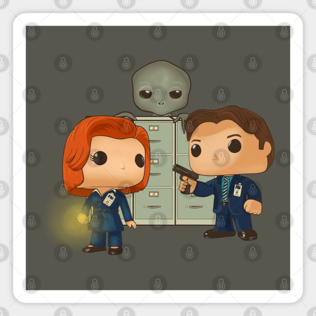 Fox Mulder and Dana Scully Funko pop Magnet by Mimie20